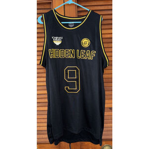 Hidden Leaf Uzumaki #9 07 Naruto Shippuden Basketball Jersey Men’s Size XL